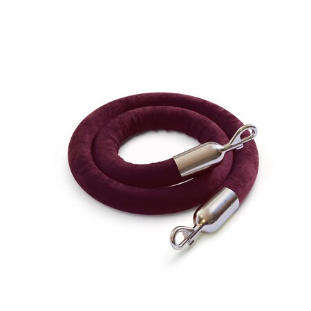 Montour Line Velvet Rope Maroon With Pol. Steel Snap Ends 8ft.Cotton Core PVR150-80-MN-SE-PS